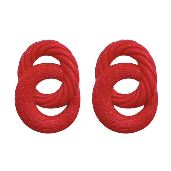 Red Looped Rings Chunky Fashion Earrings - Picture 1 of 2